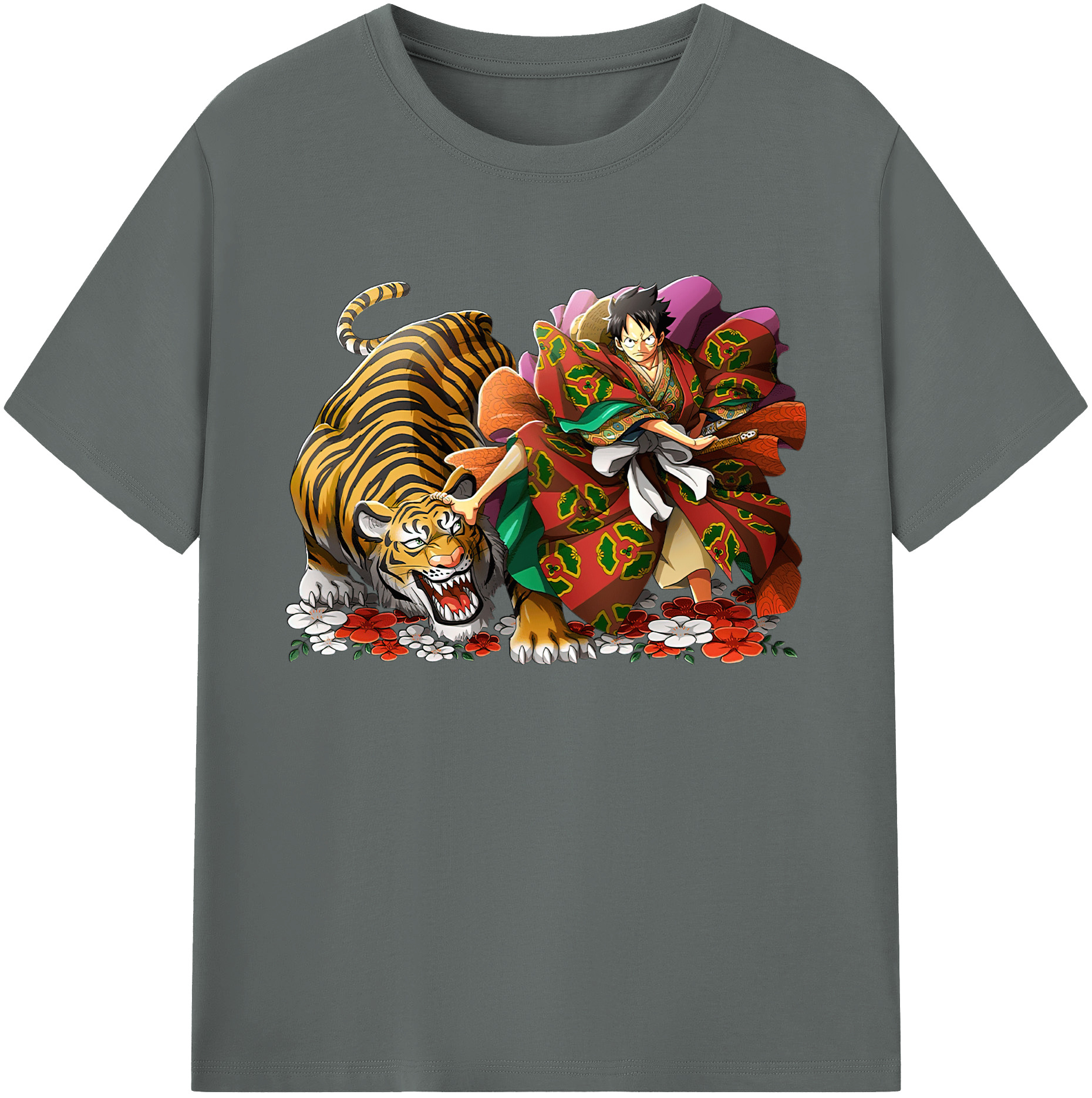 ワンピース モンキー・D・ルフィ ONE PIECE Monkey D. Luffy 綿100％ メンズ半袖Tシャツ｜肌触りやわらか＆通気性